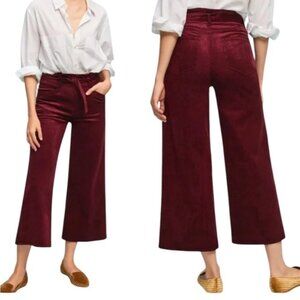 NWoT Paige Corduroy Sutton Paperbag Wide Leg Crop Pants High Rise Stretch